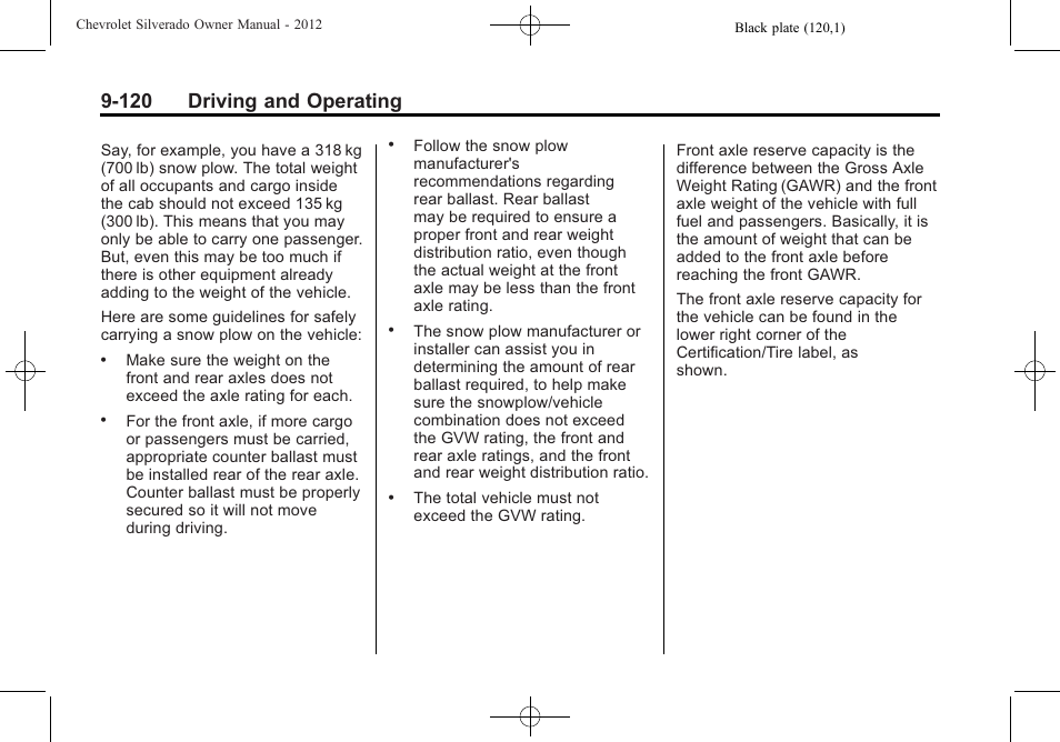 120 driving and operating | CHEVROLET 2012 Silverado User Manual | Page 420 / 608