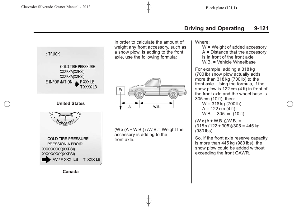 Driving and operating 9-121 | CHEVROLET 2012 Silverado User Manual | Page 421 / 608