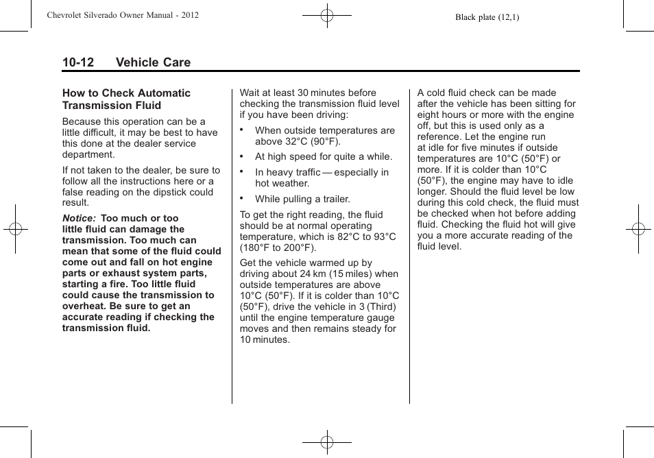 12 vehicle care | CHEVROLET 2012 Silverado User Manual | Page 436 / 608