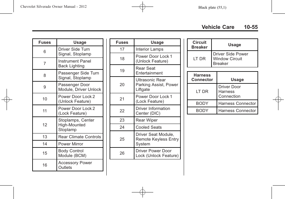 Vehicle care 10-55 | CHEVROLET 2012 Silverado User Manual | Page 479 / 608