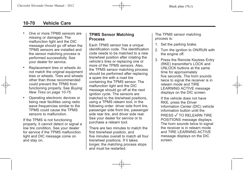 70 vehicle care | CHEVROLET 2012 Silverado User Manual | Page 494 / 608