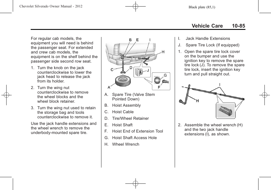 Vehicle care 10-85 | CHEVROLET 2012 Silverado User Manual | Page 509 / 608