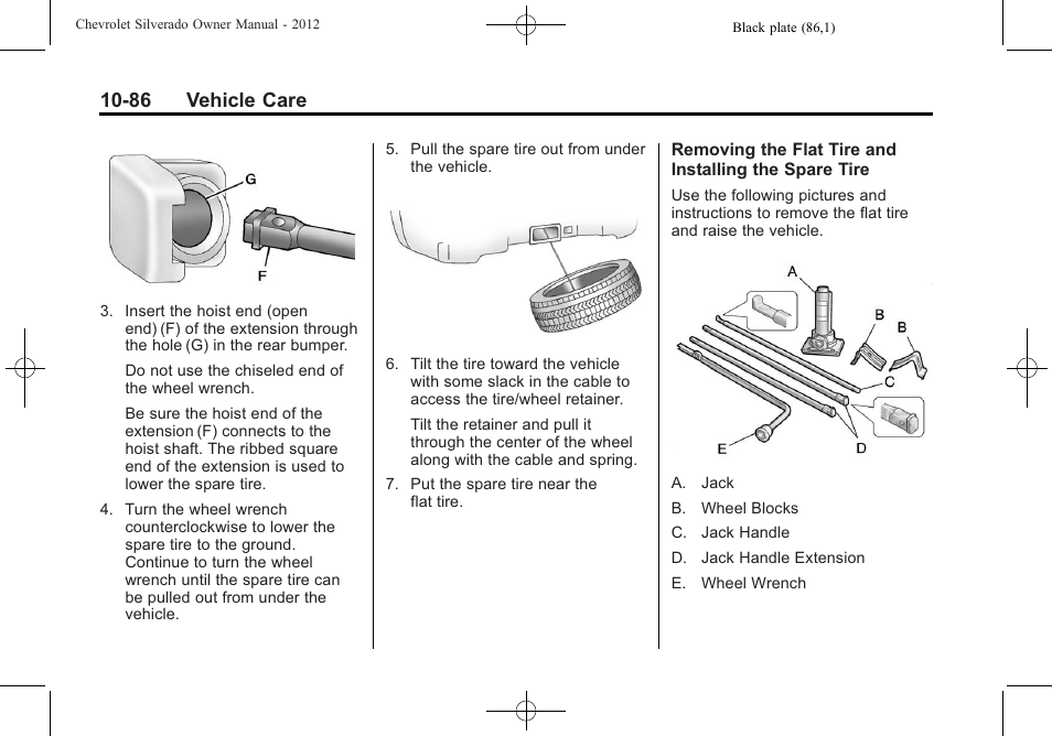 86 vehicle care | CHEVROLET 2012 Silverado User Manual | Page 510 / 608