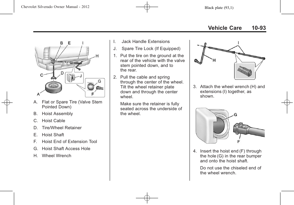 Vehicle care 10-93 | CHEVROLET 2012 Silverado User Manual | Page 517 / 608