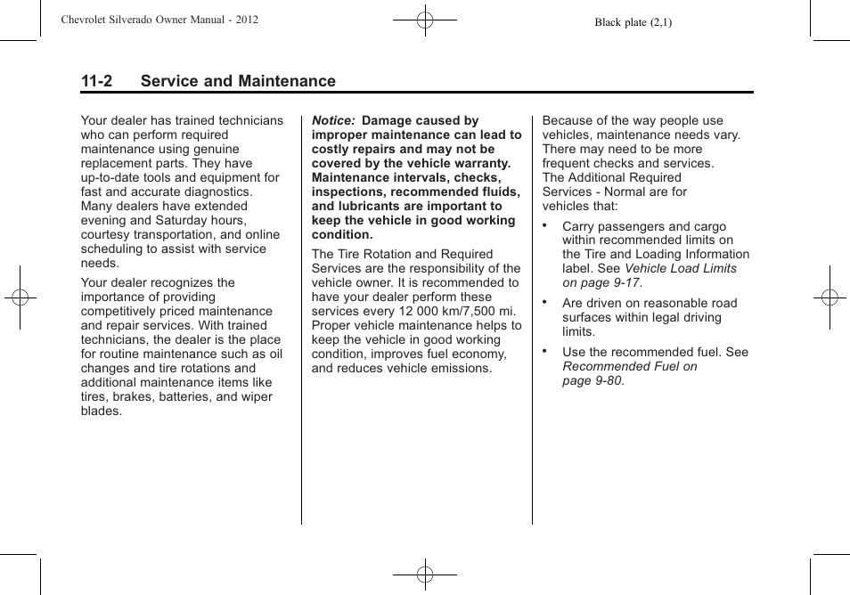 2 service and maintenance | CHEVROLET 2012 Silverado User Manual | Page 538 / 608