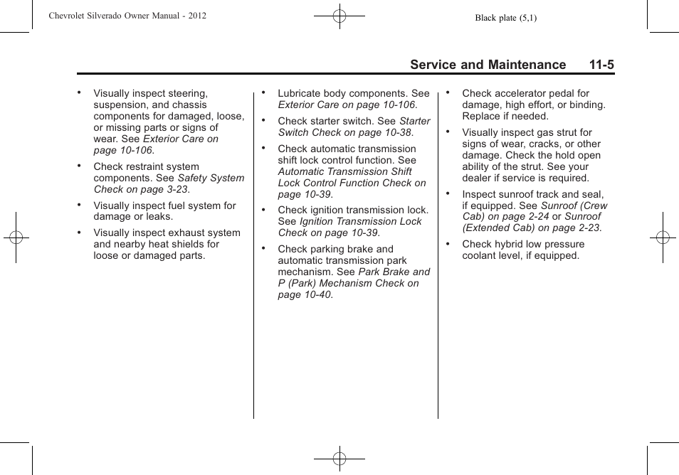 Service and maintenance 11-5 | CHEVROLET 2012 Silverado User Manual | Page 541 / 608