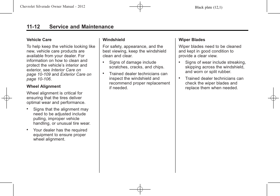 12 service and maintenance | CHEVROLET 2012 Silverado User Manual | Page 548 / 608