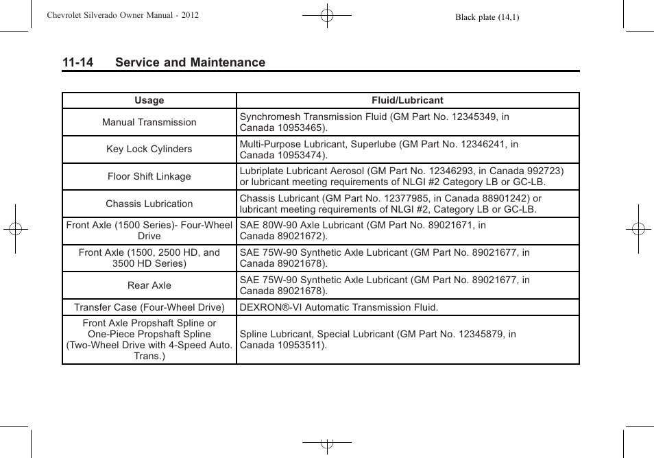 14 service and maintenance | CHEVROLET 2012 Silverado User Manual | Page 550 / 608