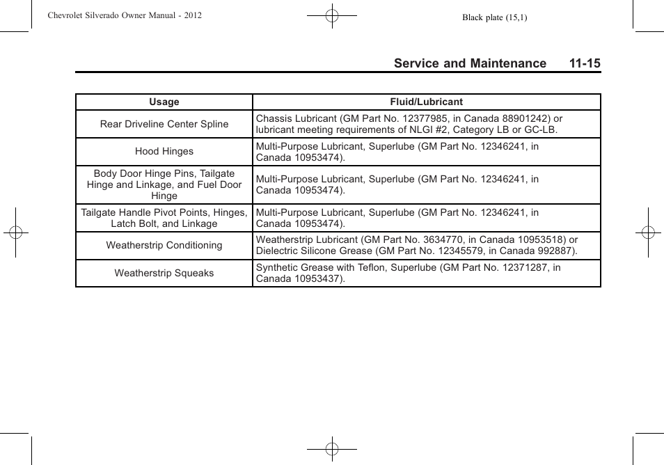 Service and maintenance 11-15 | CHEVROLET 2012 Silverado User Manual | Page 551 / 608