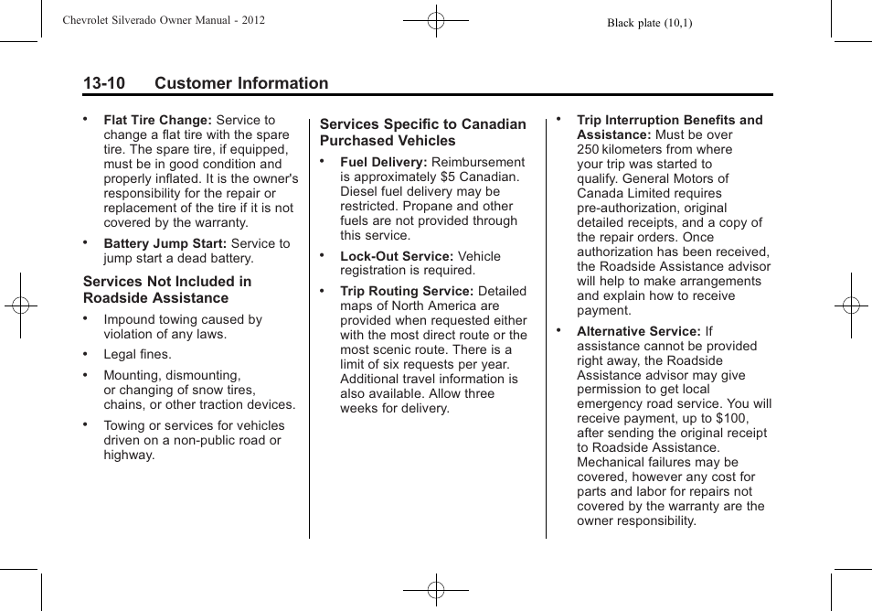 10 customer information | CHEVROLET 2012 Silverado User Manual | Page 572 / 608