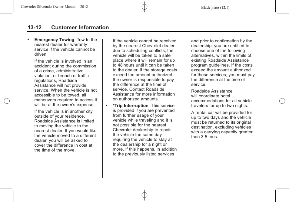 12 customer information | CHEVROLET 2012 Silverado User Manual | Page 574 / 608