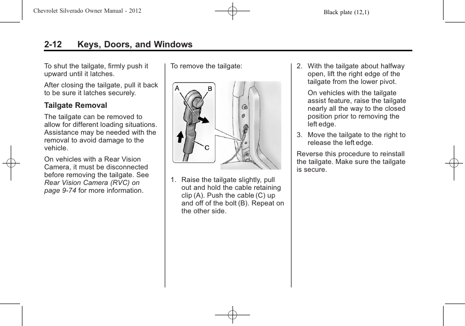 12 keys, doors, and windows | CHEVROLET 2012 Silverado User Manual | Page 58 / 608