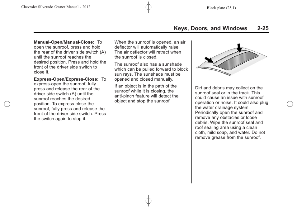 Keys, doors, and windows 2-25 | CHEVROLET 2012 Silverado User Manual | Page 71 / 608