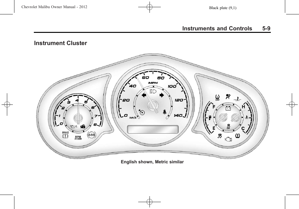 Instrument cluster, Instrument cluster -9 | CHEVROLET 2012 Malibu User Manual | Page 109 / 376