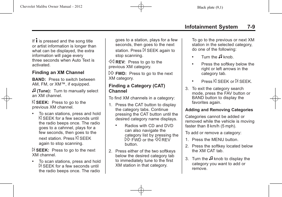 CHEVROLET 2012 Malibu User Manual | Page 151 / 376