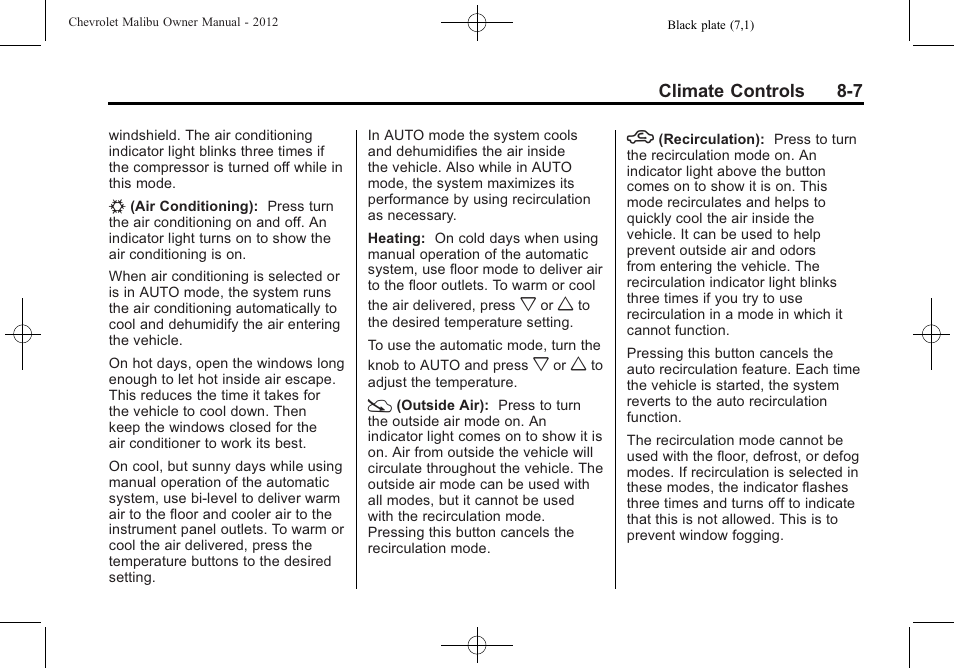 CHEVROLET 2012 Malibu User Manual | Page 179 / 376