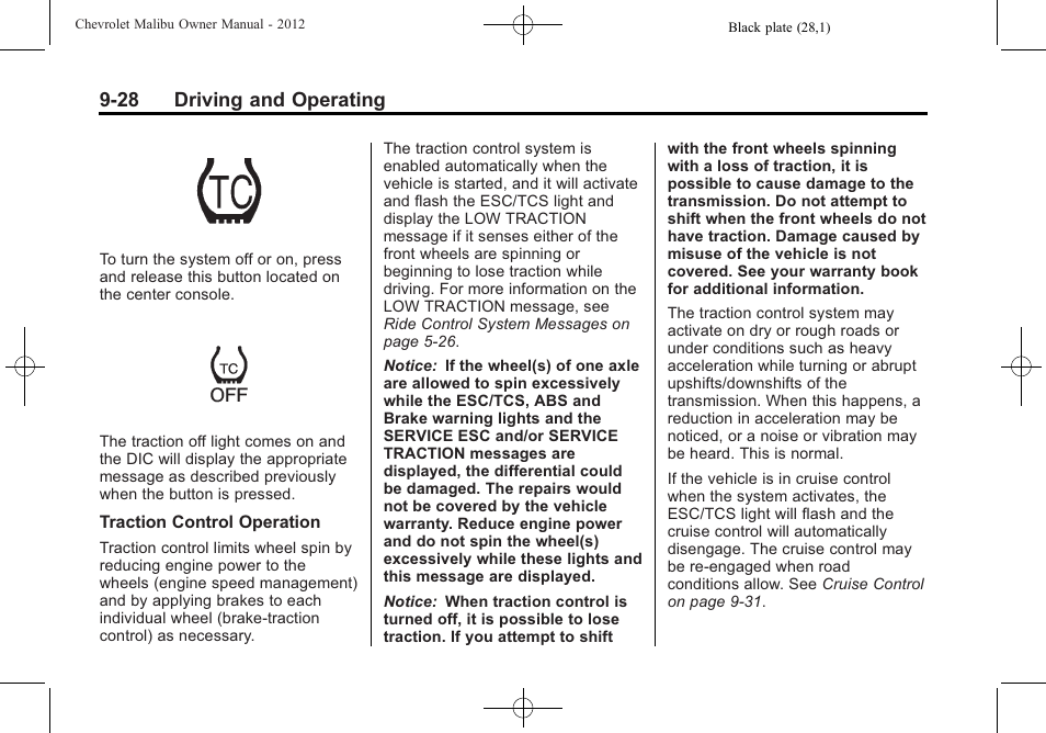 28 driving and operating | CHEVROLET 2012 Malibu User Manual | Page 210 / 376