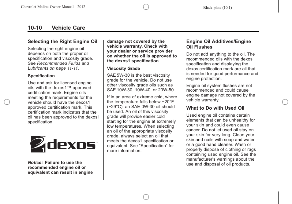 10 vehicle care | CHEVROLET 2012 Malibu User Manual | Page 238 / 376