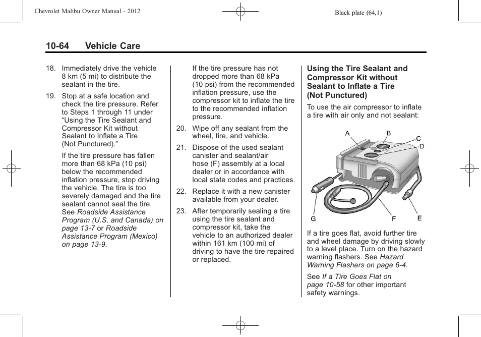 64 vehicle care | CHEVROLET 2012 Malibu User Manual | Page 292 / 376