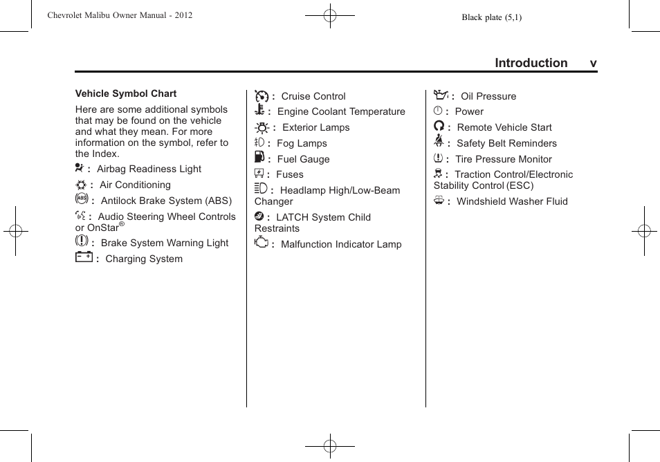 CHEVROLET 2012 Malibu User Manual | Page 5 / 376