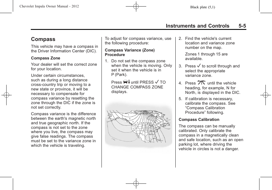 Compass, Compass -5 | CHEVROLET 2012 Impala User Manual | Page 103 / 360