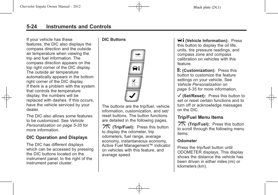 CHEVROLET 2012 Impala User Manual | Page 122 / 360