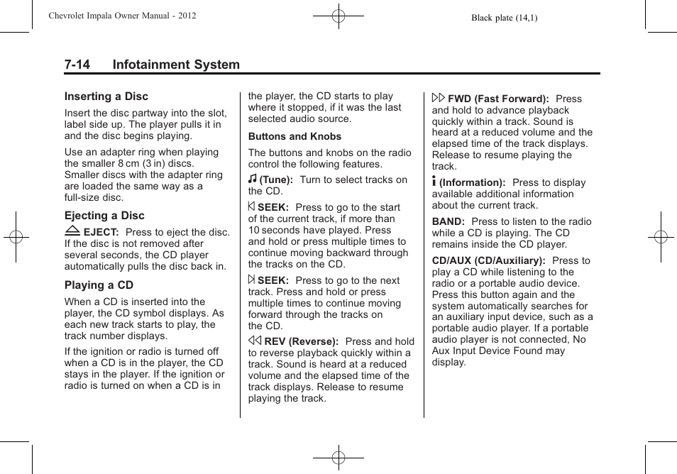 CHEVROLET 2012 Impala User Manual | Page 166 / 360