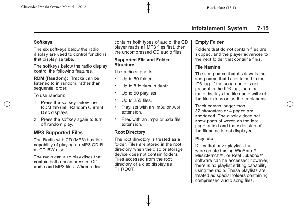 Infotainment system 7-15 | CHEVROLET 2012 Impala User Manual | Page 167 / 360