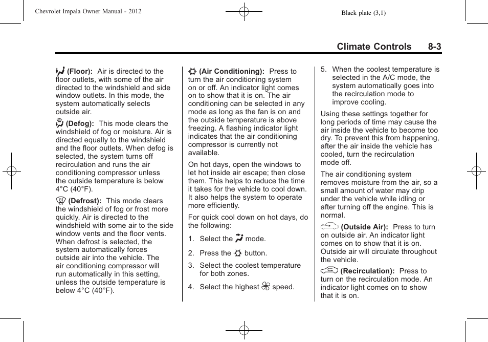 CHEVROLET 2012 Impala User Manual | Page 181 / 360