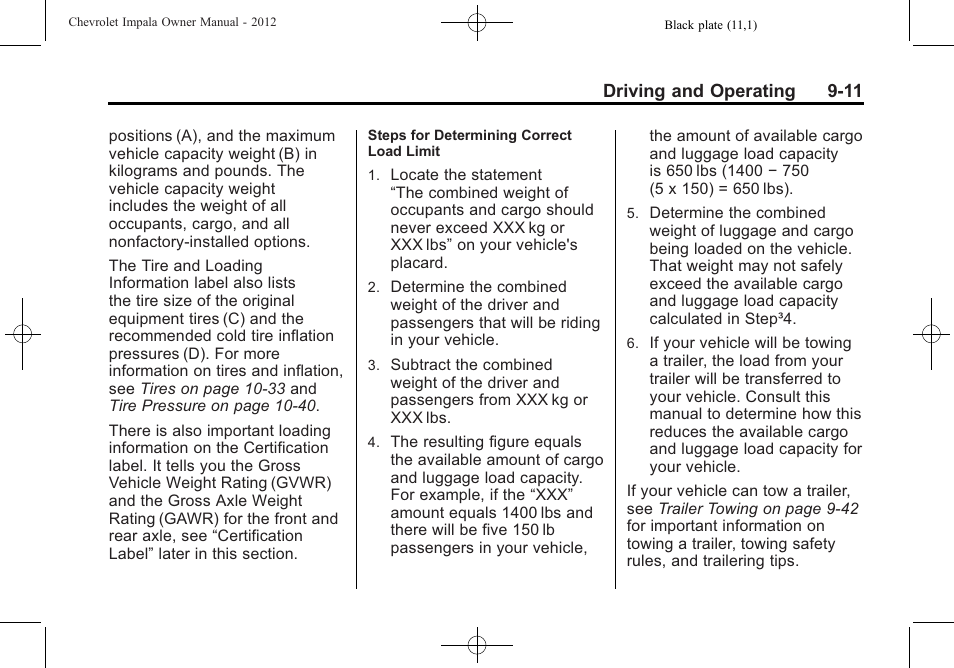 CHEVROLET 2012 Impala User Manual | Page 195 / 360