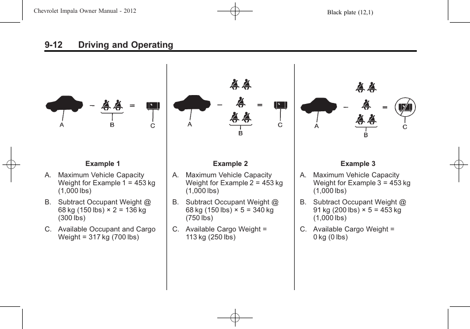 12 driving and operating | CHEVROLET 2012 Impala User Manual | Page 196 / 360