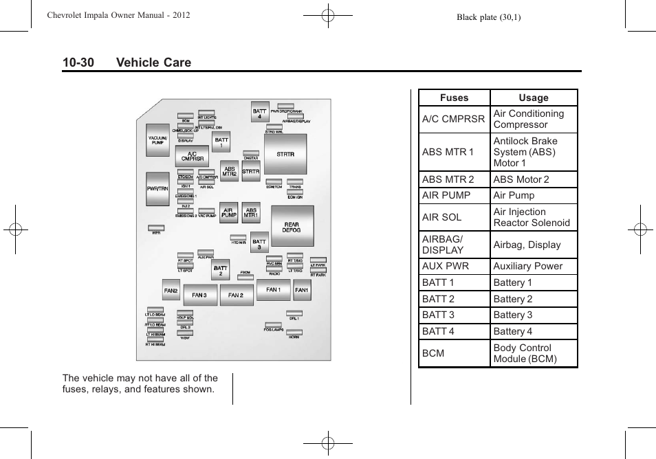 30 vehicle care | CHEVROLET 2012 Impala User Manual | Page 260 / 360
