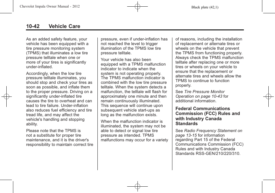 42 vehicle care | CHEVROLET 2012 Impala User Manual | Page 272 / 360