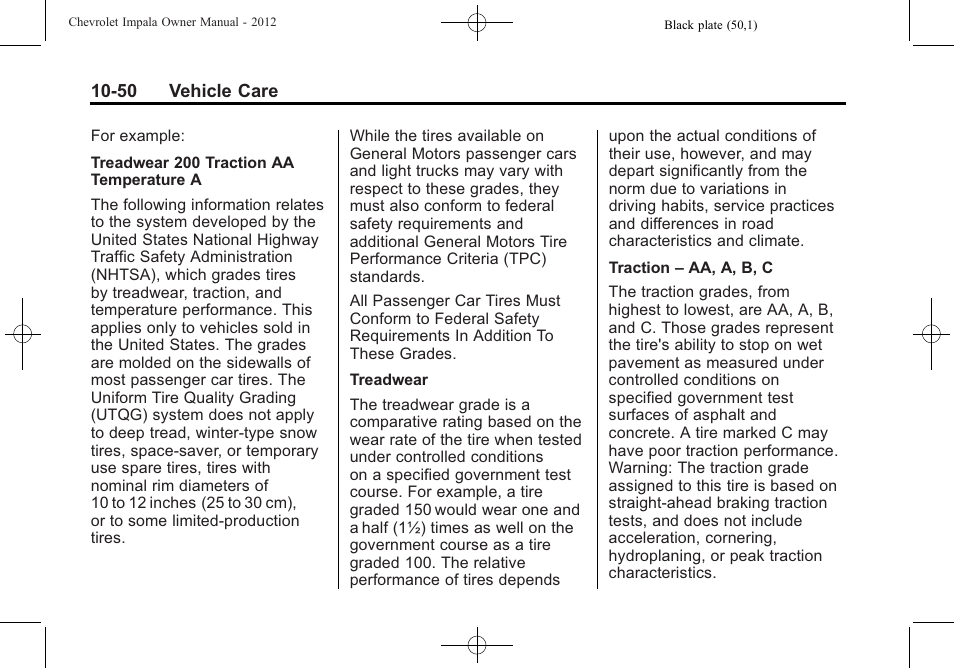 CHEVROLET 2012 Impala User Manual | Page 280 / 360