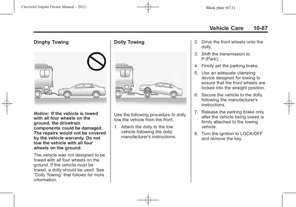 Vehicle care 10-67 | CHEVROLET 2012 Impala User Manual | Page 297 / 360