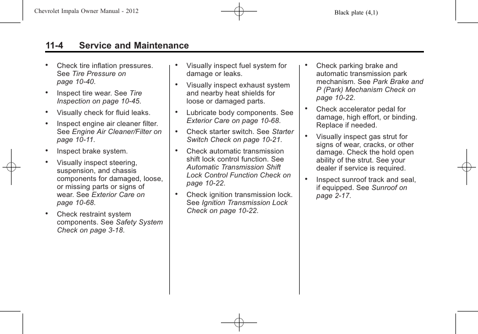 4 service and maintenance | CHEVROLET 2012 Impala User Manual | Page 308 / 360