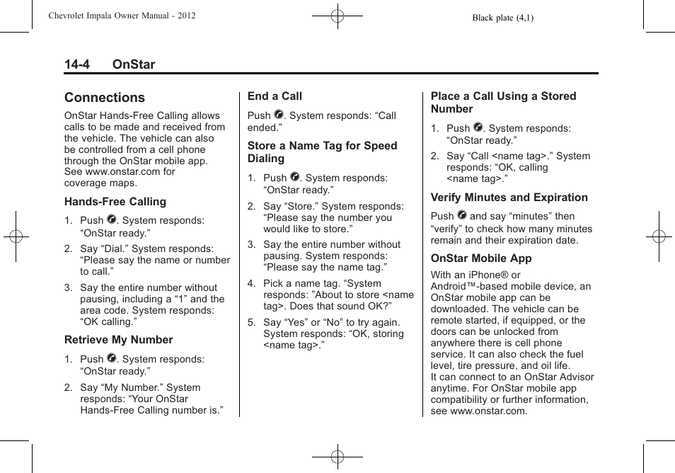 Connections, Connections -4, Comprehensive | CHEVROLET 2012 Impala User Manual | Page 344 / 360