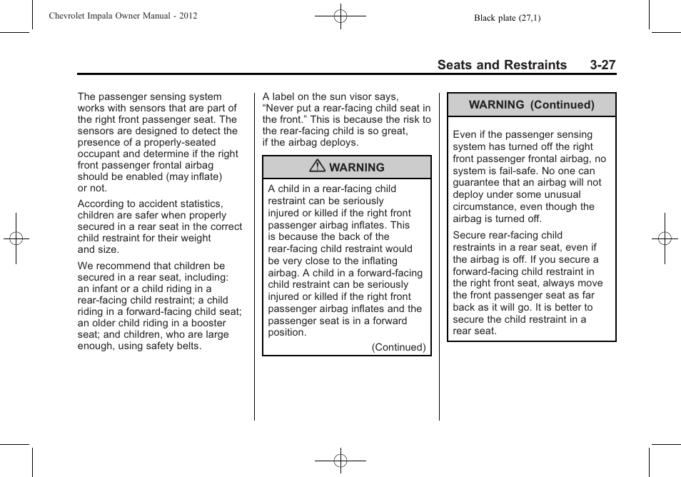 CHEVROLET 2012 Impala User Manual | Page 71 / 360
