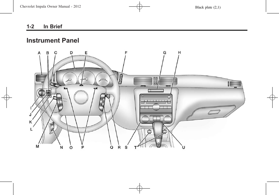 Instrument panel, Instrument panel -2 | CHEVROLET 2012 Impala User Manual | Page 8 / 360