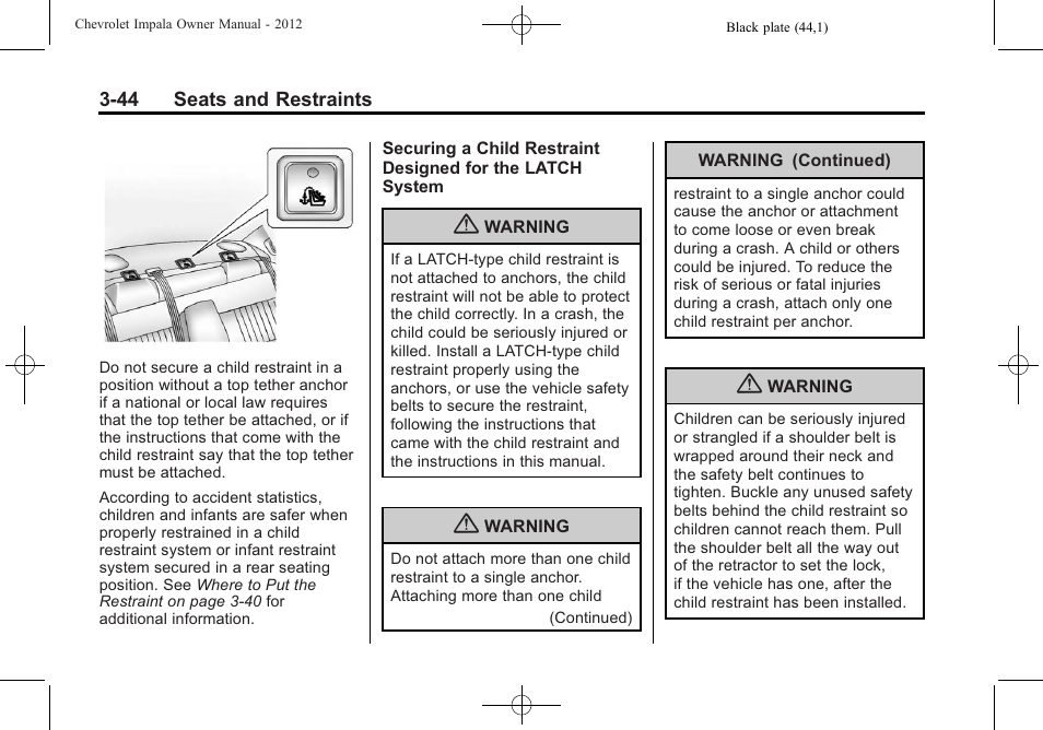 CHEVROLET 2012 Impala User Manual | Page 88 / 360