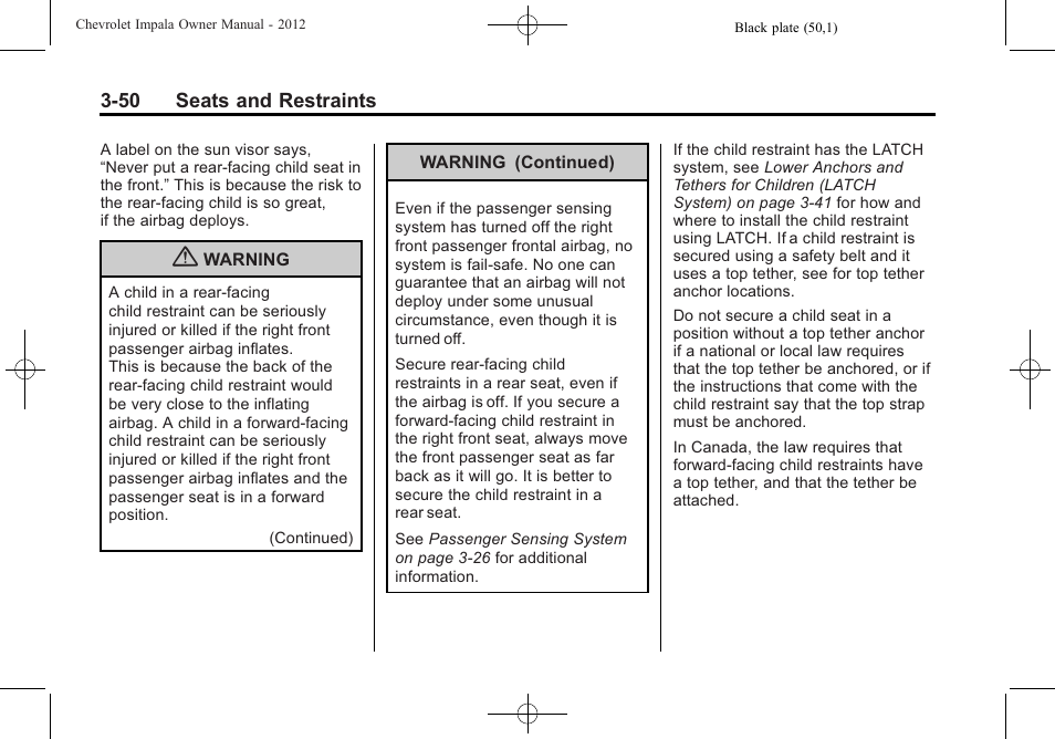 CHEVROLET 2012 Impala User Manual | Page 94 / 360