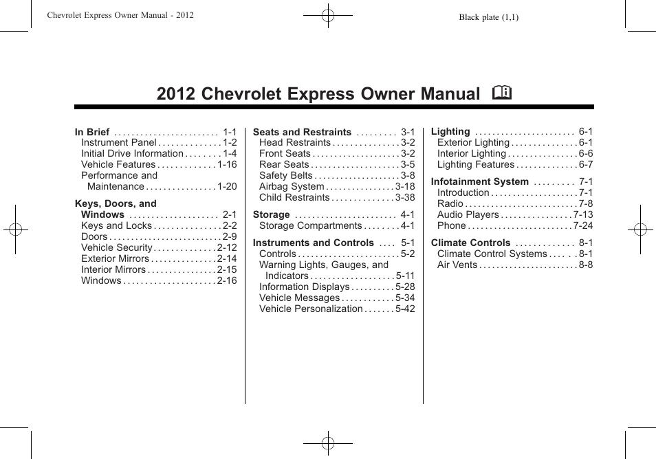 CHEVROLET 2012 Express User Manual | 430 pages