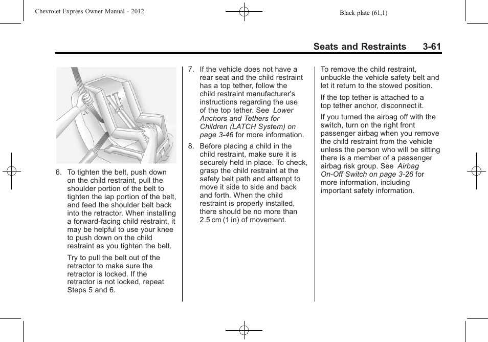 Seats and restraints 3-61 | CHEVROLET 2012 Express User Manual | Page 109 / 430