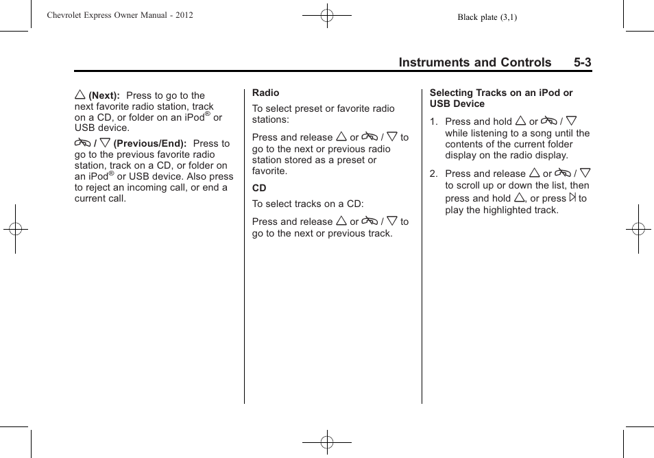 CHEVROLET 2012 Express User Manual | Page 115 / 430