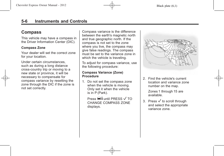 Compass, Compass -6 | CHEVROLET 2012 Express User Manual | Page 118 / 430