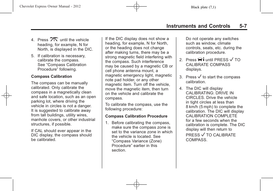 CHEVROLET 2012 Express User Manual | Page 119 / 430