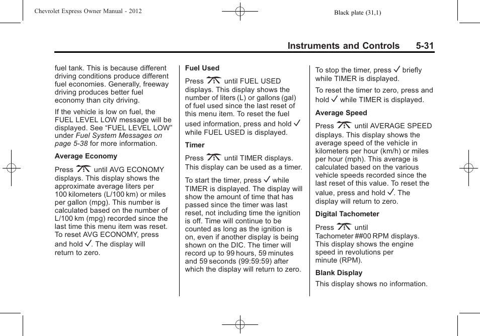 CHEVROLET 2012 Express User Manual | Page 143 / 430
