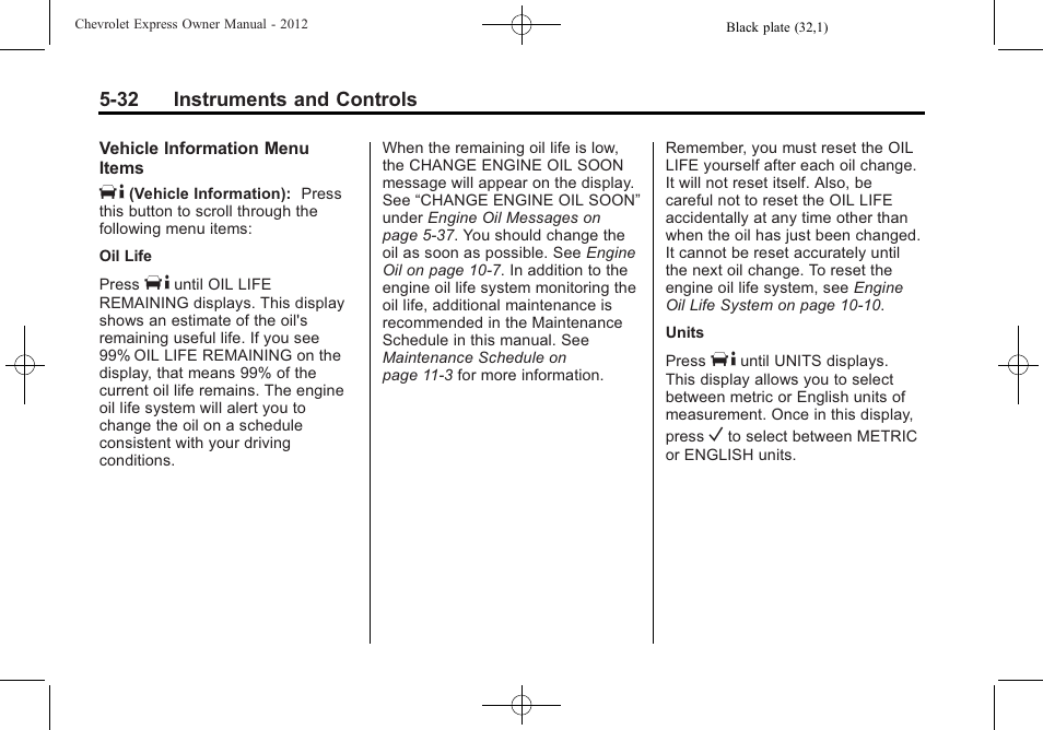CHEVROLET 2012 Express User Manual | Page 144 / 430