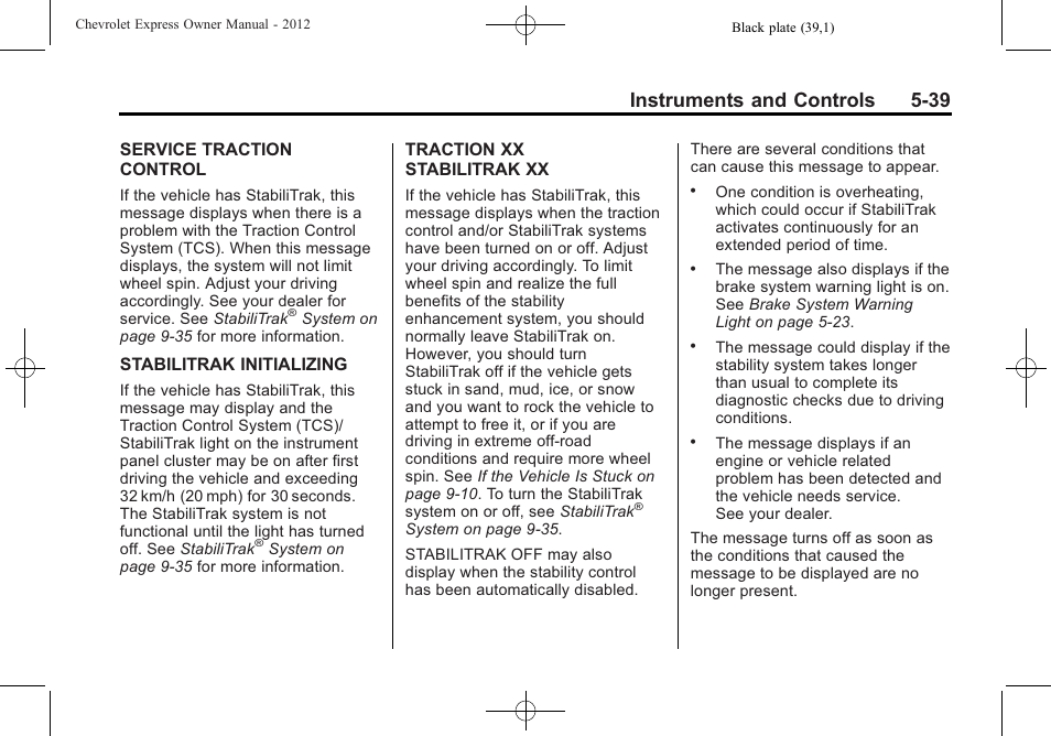 Instruments and controls 5-39 | CHEVROLET 2012 Express User Manual | Page 151 / 430