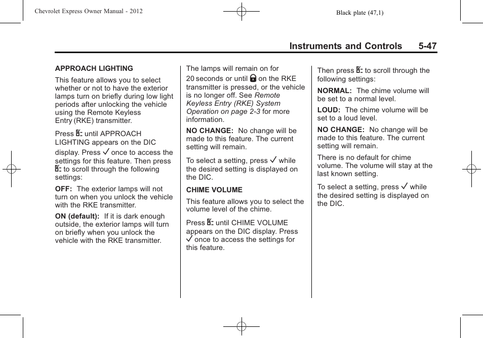 CHEVROLET 2012 Express User Manual | Page 159 / 430